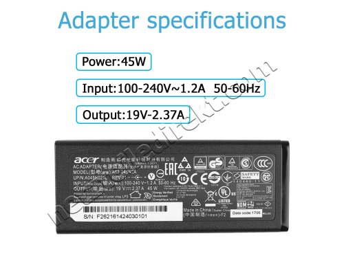 Original 45W Acer N19H1 Netzteil Ladegerät + Kabel
