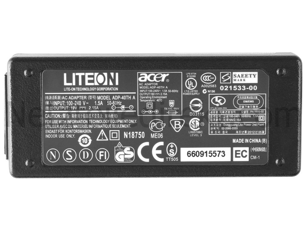 40W Acer Aspire One 725 Serie Notebook Netzteil