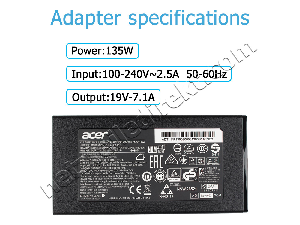 135w Acer Aspire 5 A517-51GP-5071 Netzteil Ladegerät