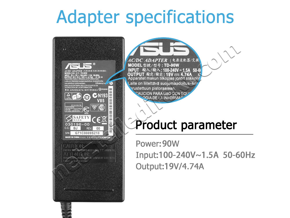 Original 90W Asus PG278QE Monitor Netzteil Ladegerät + Kabel