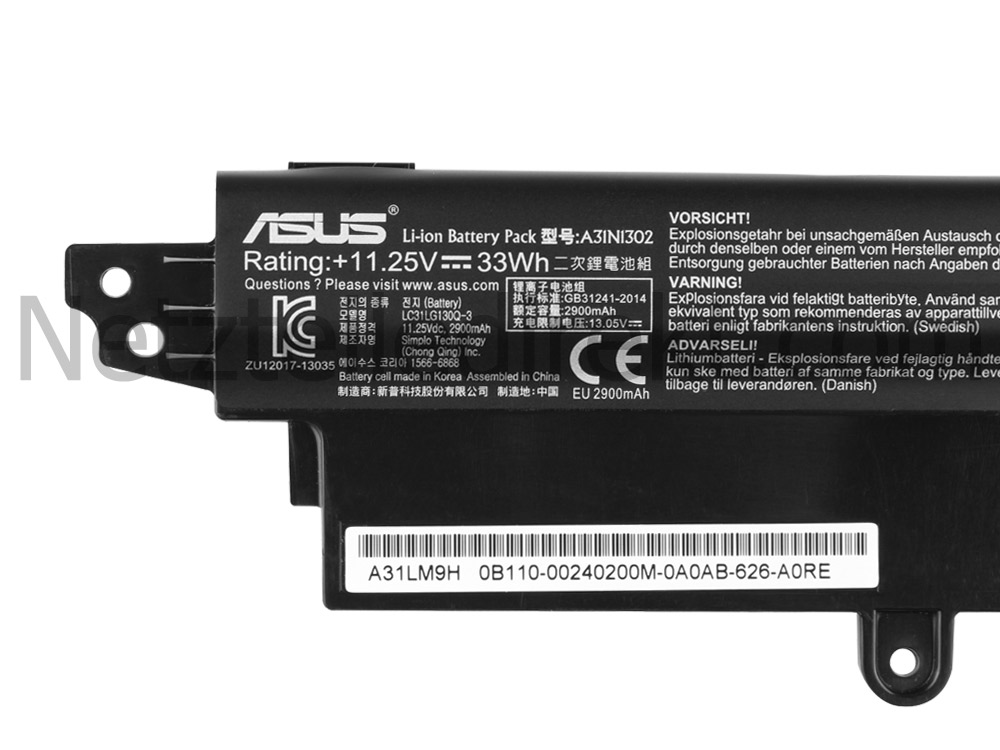33wh Asus A31N1302 0B110-00240100E Akku