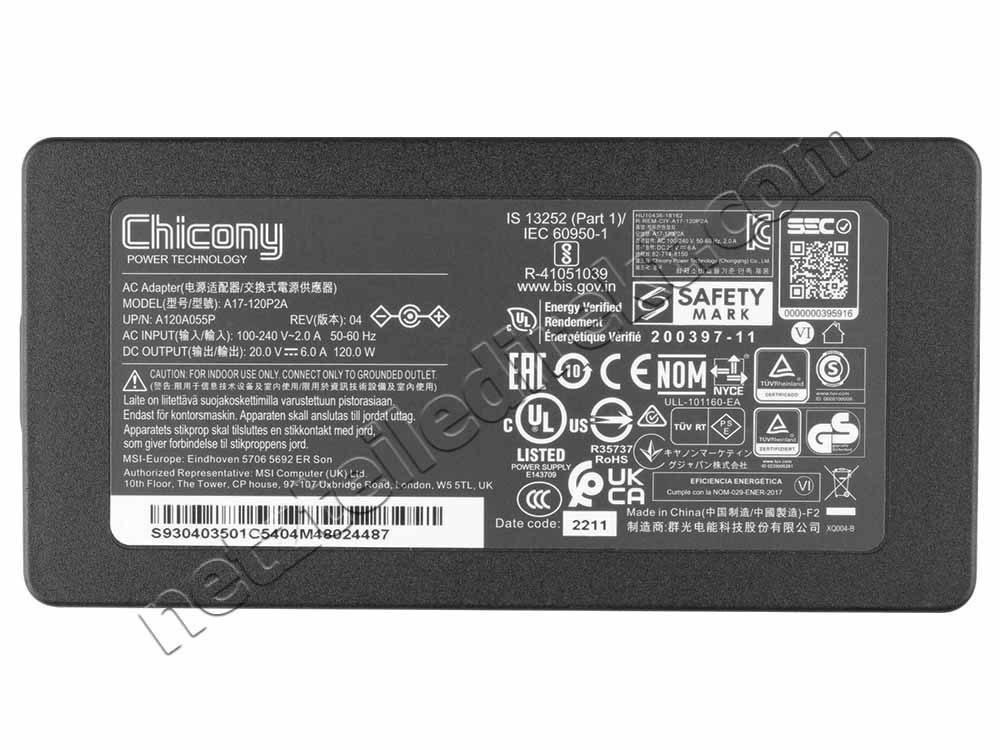 Original 120W MSI Cyborg 15 A12VF MS-15K1 Netzteil Ladegerät + Kabel
