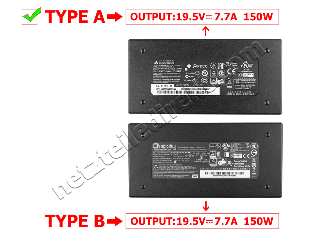150W Slim Razer Blade RZ09-01020101-R3U1 Netzteil Ladegerät + Frei Ladekabel