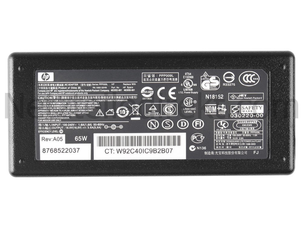 65W HP Pavilion dv5-1108eg dv5-1110eg dv5-1110ei dv5-1112eg Netzteil
