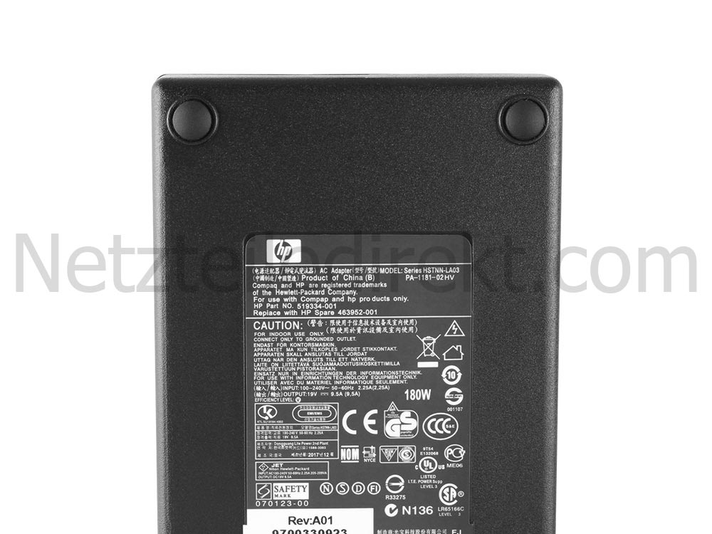 180W HP Pavilion HDX9480EG Entertainment Notebook PC Netzteil