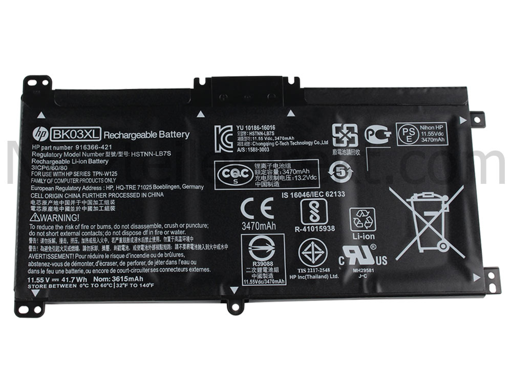 Original 3470mAh 41.7Wh 3 Zellen Akku HP 916366-541 916811-855