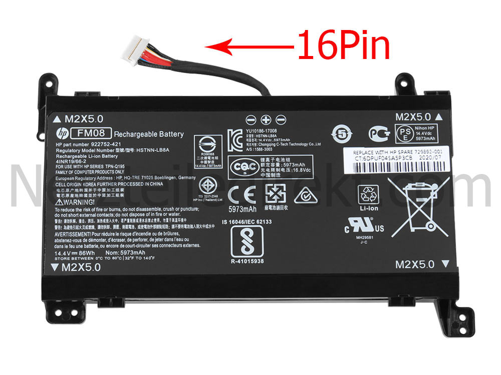 Original 5973mAh 86Wh 8 Zellen HP 922977-855 Akku