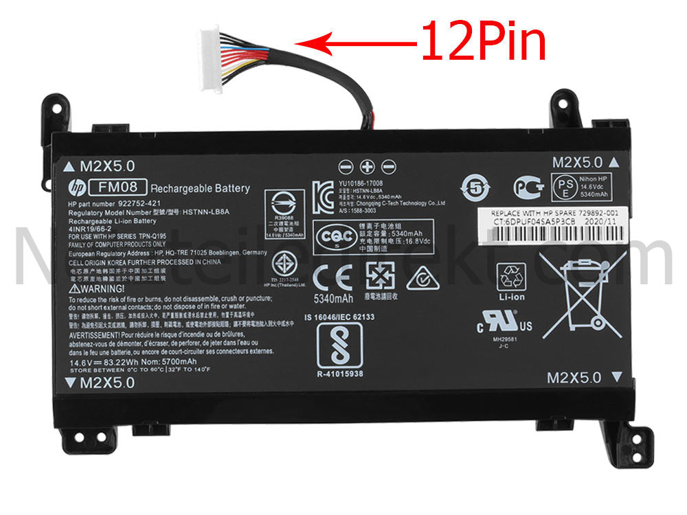 Original 83.22Wh Akku HP 922976-855 922977-855 12Pin