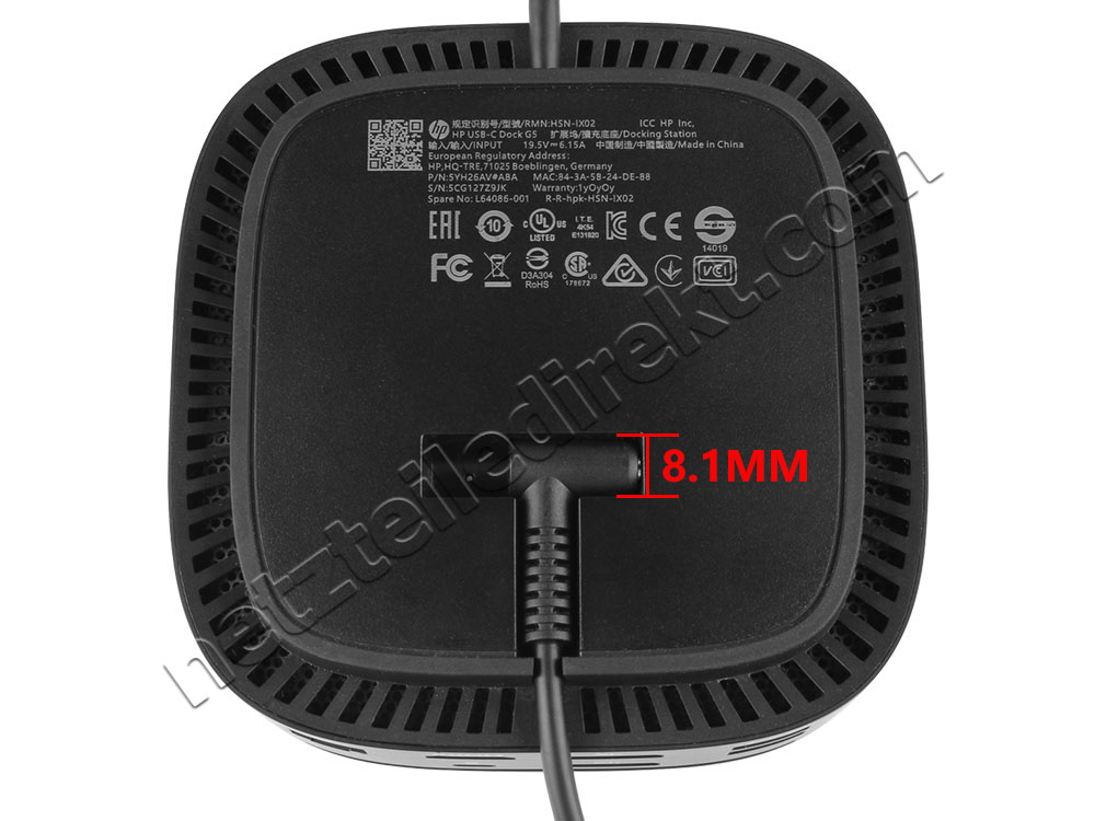 Original 120W Netzteil Ladegerät HP USB-C G5 Dock L64087-001