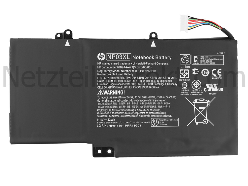 43Whr HP Envy 15-u100no x360 15-u110dx x360 Akku