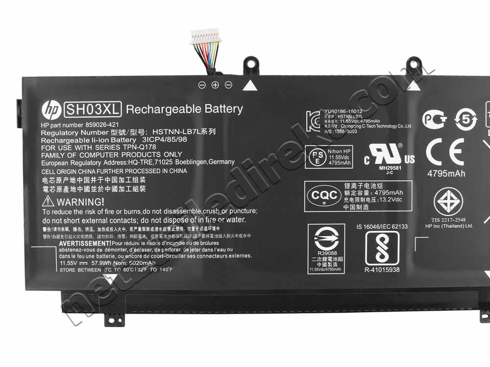 57.9Wh 5020mAh 3 Zellen HP Spectre x360 13-w003tu 13-w031ng Akku