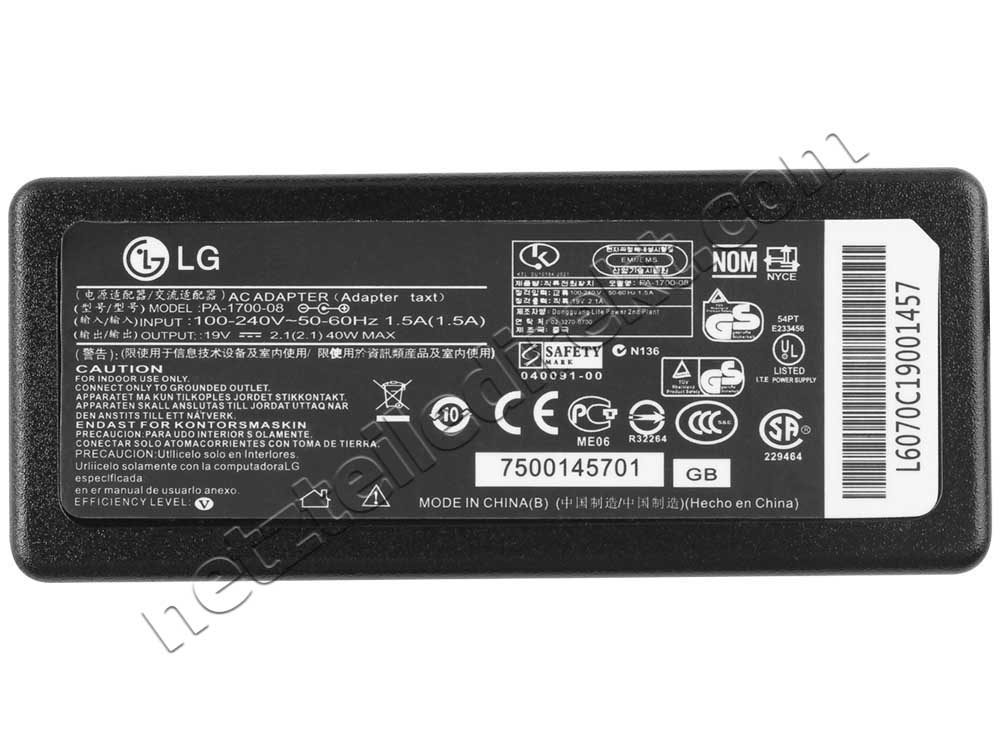 Original 40W LG W2286L W2486L Netzteil Ladegerät + Frei Ladekabel