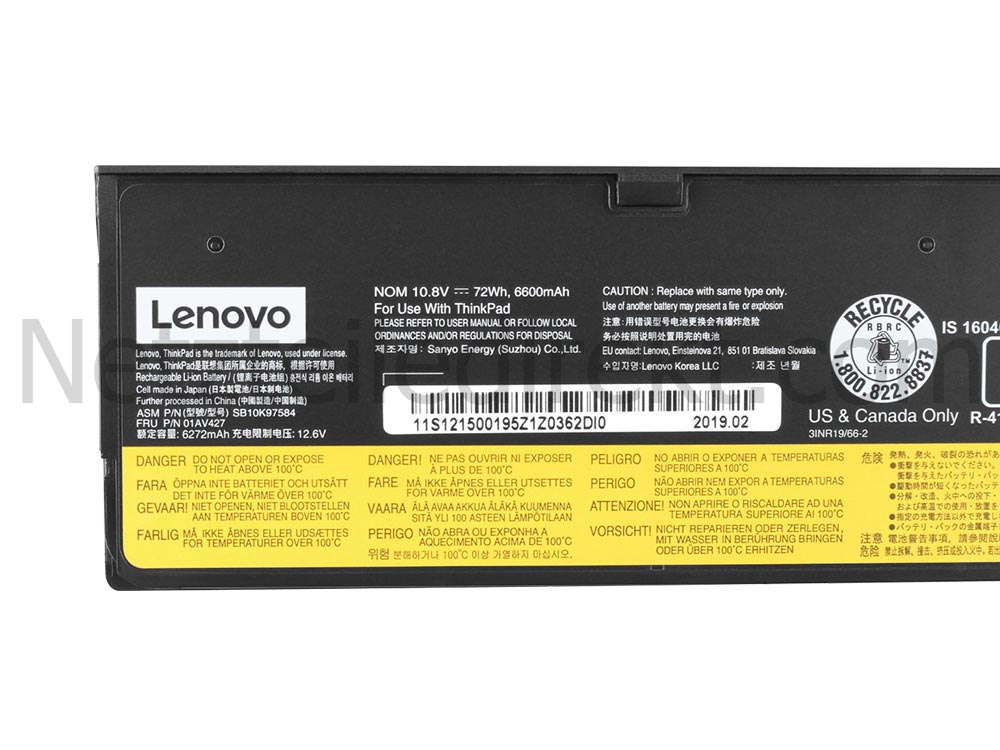 6600mAh 72Wh 6 Zellen Lenovo ThinkPad T470 20JM Akku