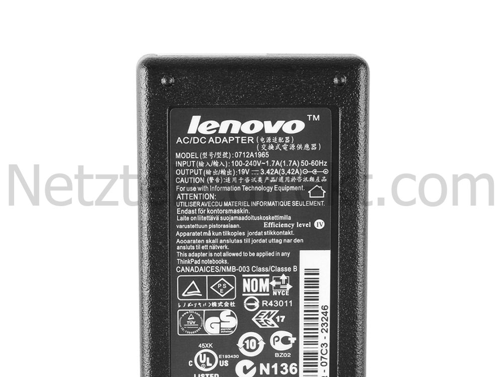 19V 3.42A 65W Lenovo IdeaPad U310 43752BU Notebook Netzteil