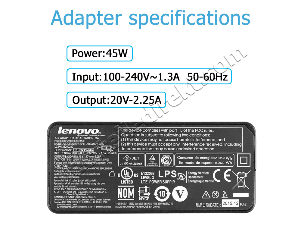 Original 45w Lenovo ThinkPad Basic Dock 04W3949 Netzteil