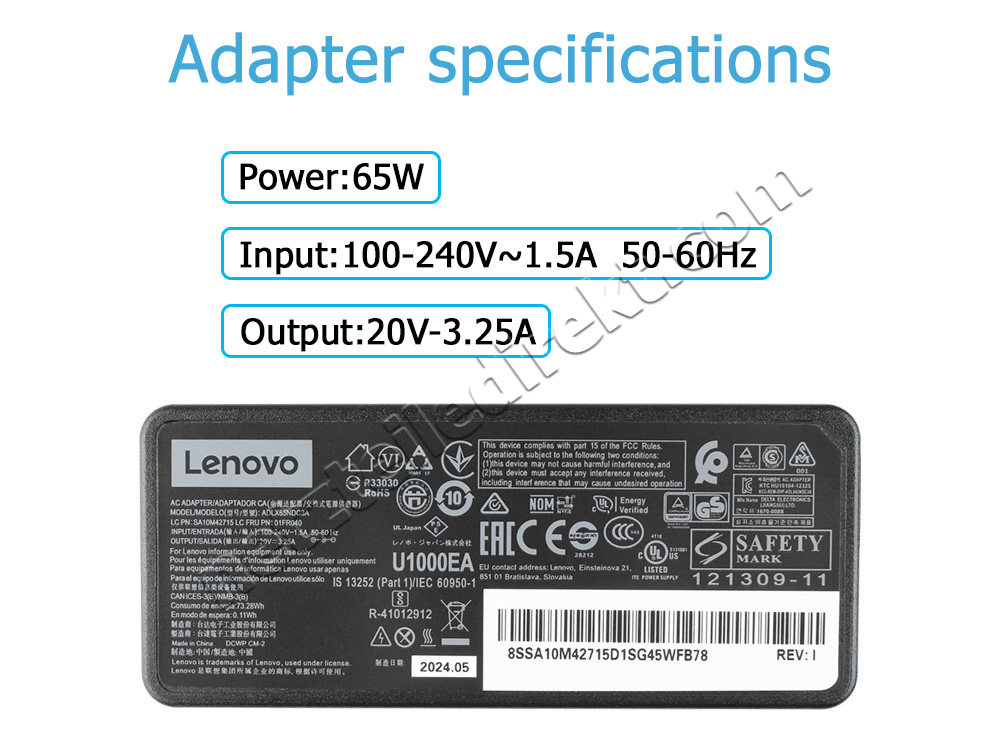 Original 65W Lenovo ADLX65NDC3A ADLX65NLC3A Netzteil Ladegerät