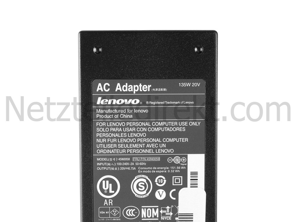 Original 135W Netzteil Lenovo Thinkpad T520 4242-4UU + Frei Ladekabel