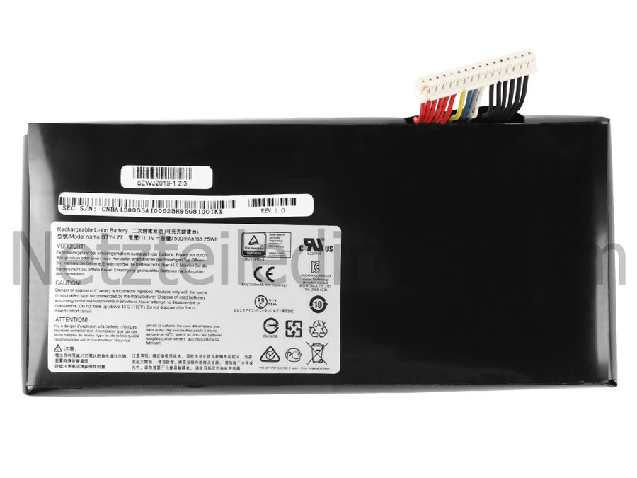7500mAh 83.25Wh 9 Zellen MSI WT72-6QN Akku