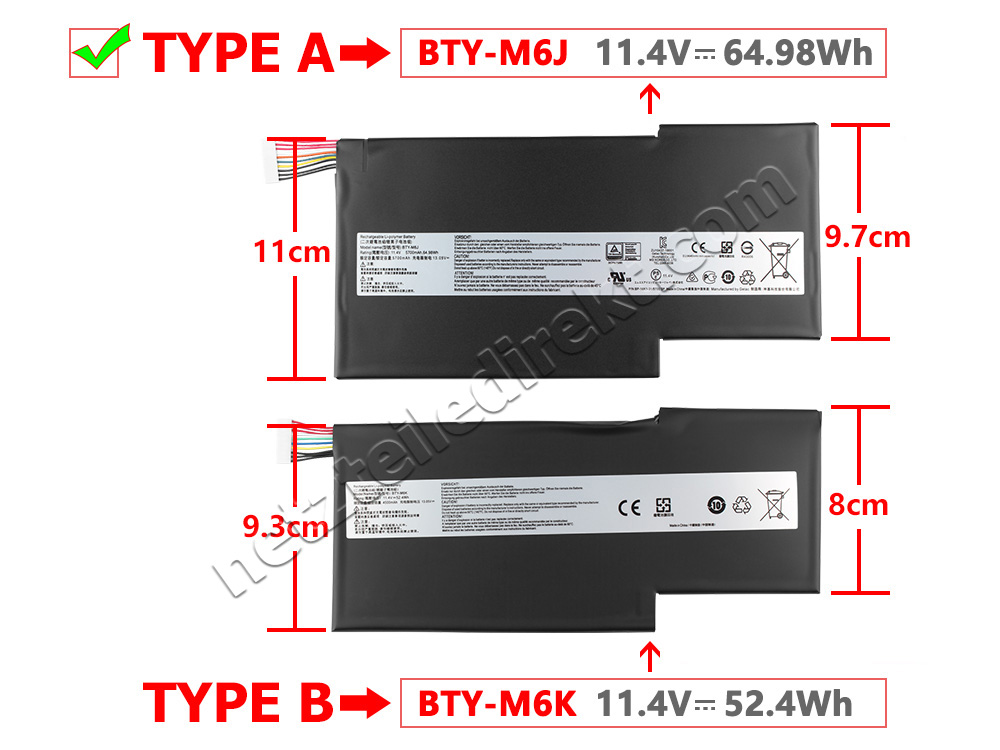 5700mAh 64.98Wh 3 Zellen MSI GS73 MS-17B4 Akku