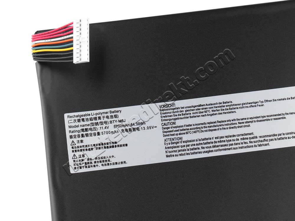 5700mAh 64.98Wh 3 Zellen MSI GS73 MS-17B4 Akku