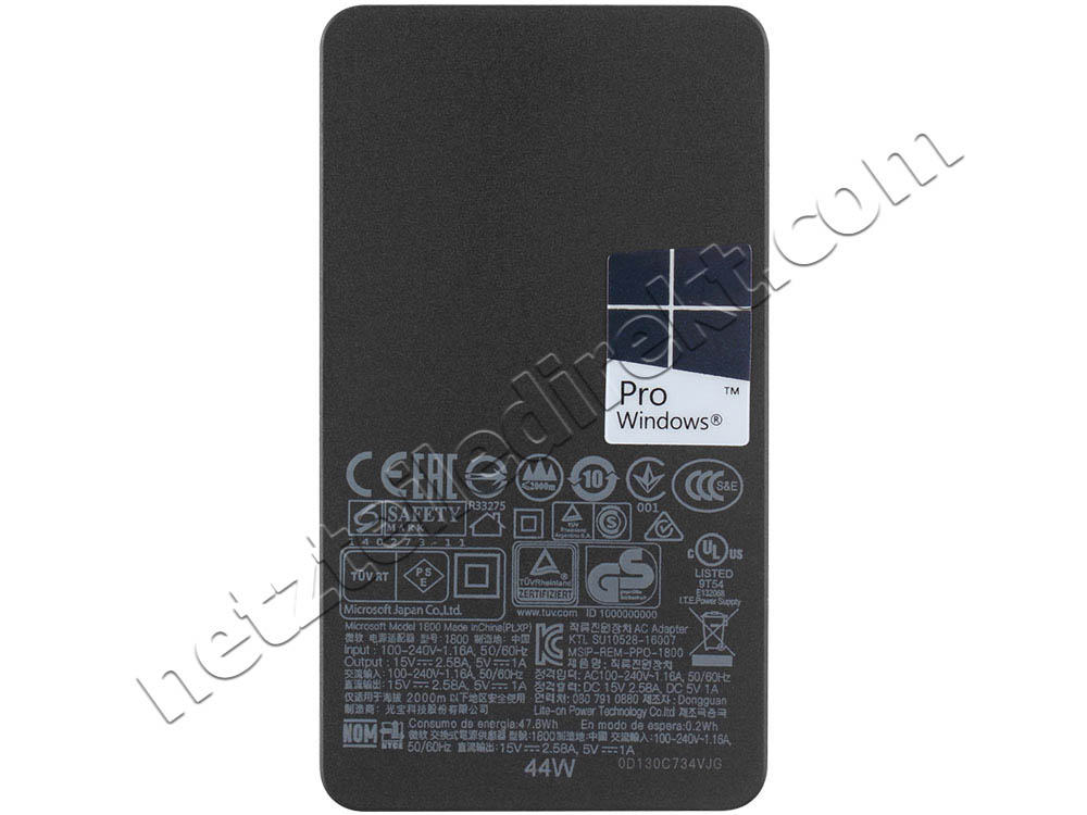 Original 44w Microsoft Surface Pro 4 7AX-00003 Netzteil Ladegerät