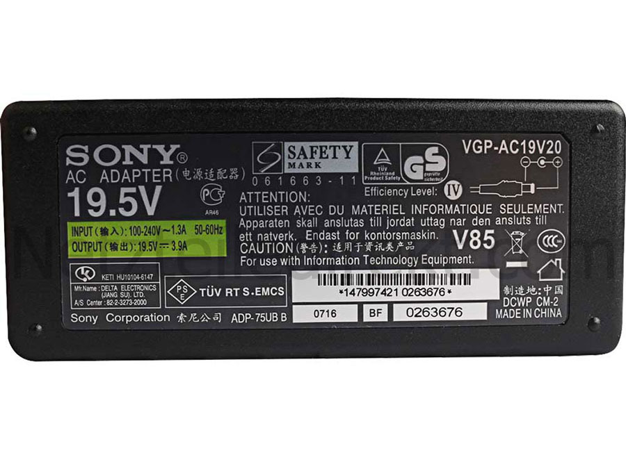 19.5V 3.9A 75W Sony Netzteil Ladegerät 6.5 x 4.4mm