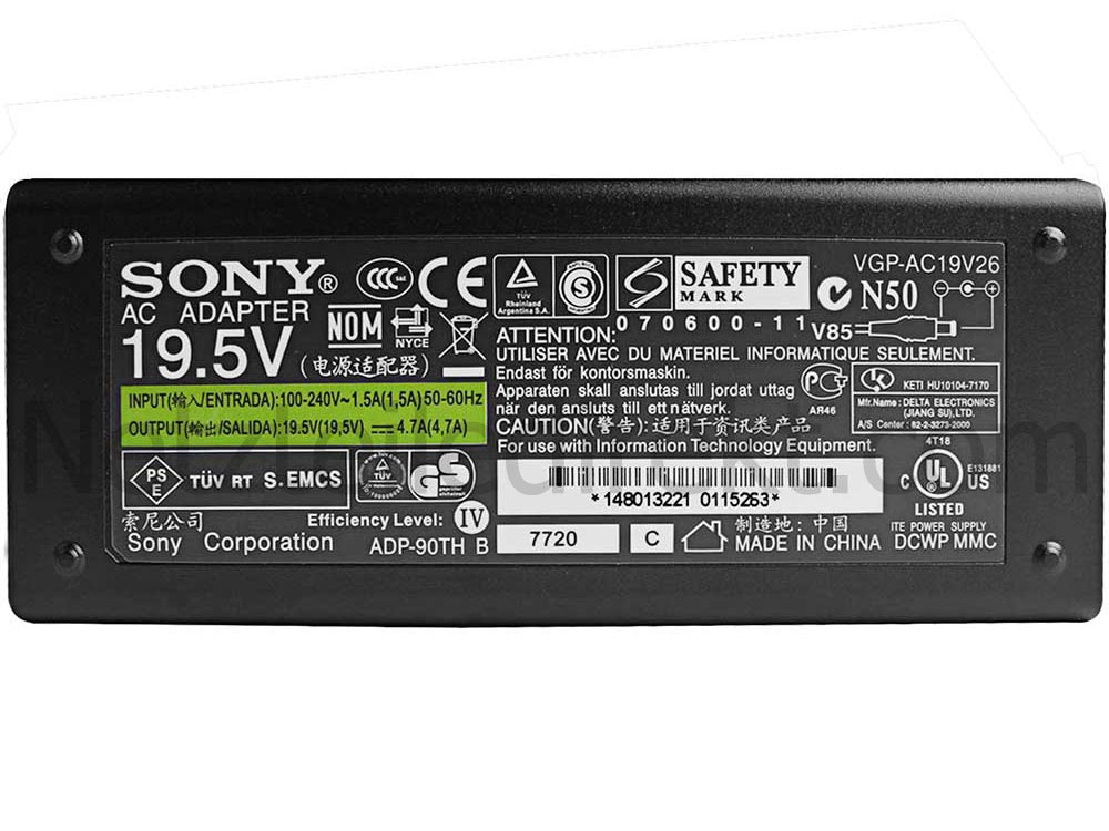 19.5V 4.7A 90W Sony Vaio Fit SVF1521A6E Netzteil Ladegerät