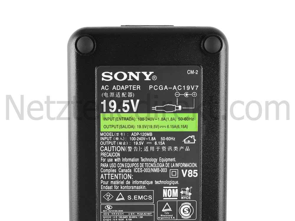 19.5V 6.15A 120W Sony Vaio VGC-LA71DB VGC-LA72DB Notebook Netzteil