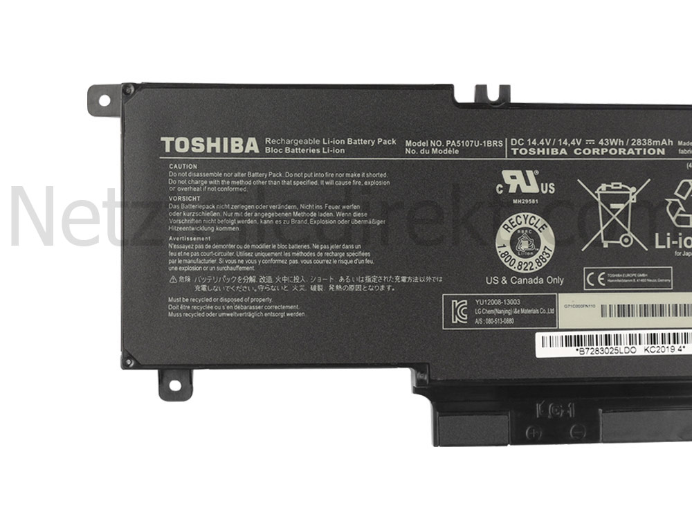 Original 45Whr 2800mAh Toshiba Satellite P50-B-11L P50-BST2GX1 Akku