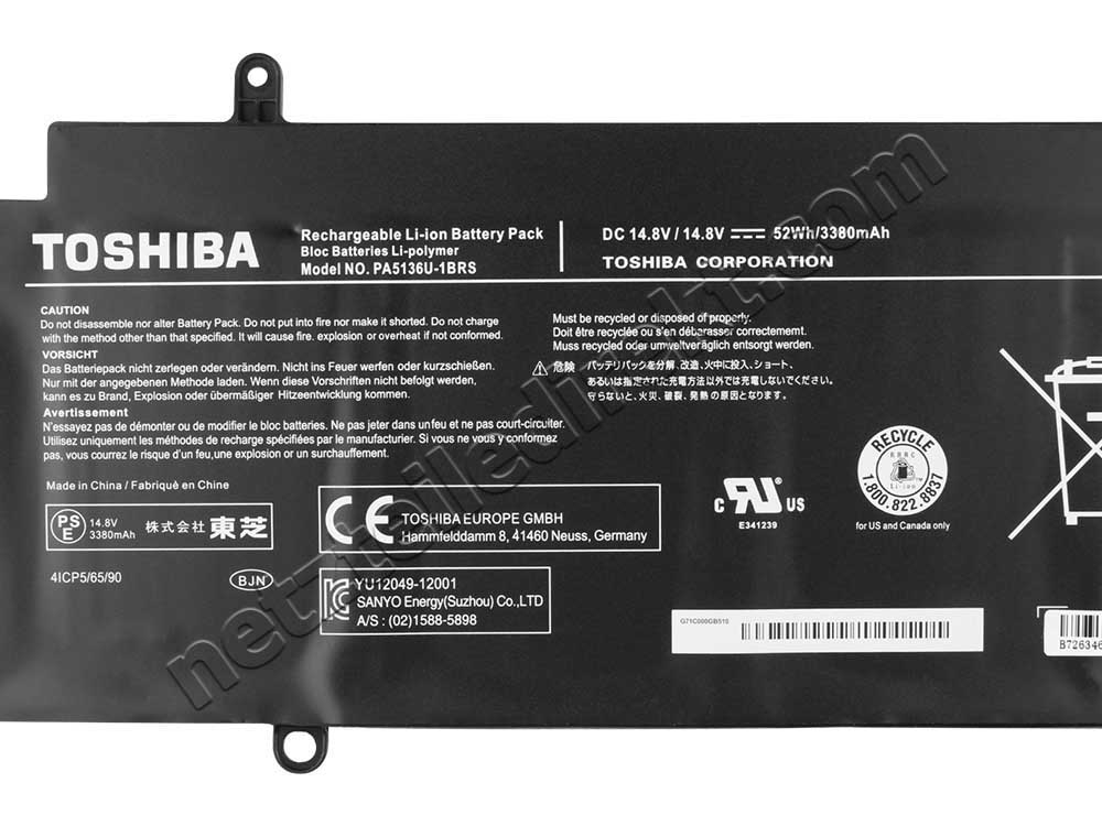 Original 52Whr Toshiba Portege Z30-A-10W Z30-AST3NX3 Akku